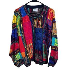 Vintage 90s Coogi 3D Textured Multicolored Sweater Medium